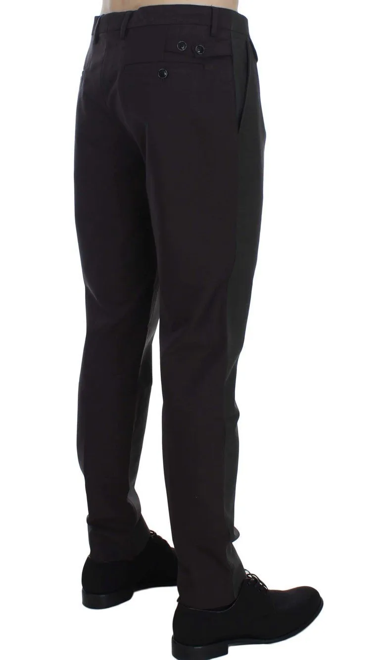 Gray Purple Casual Slim Fit Pants