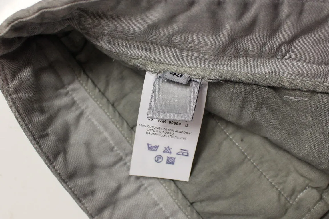 Gray Regular Fit Cotton Logo Casual Pants