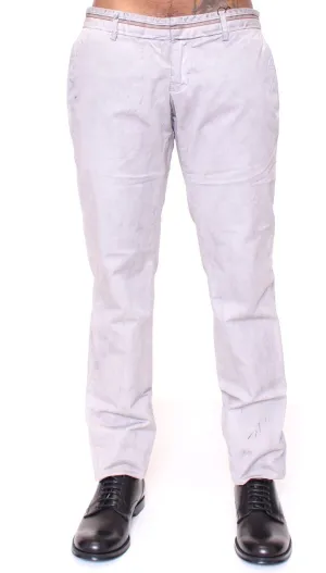 Gray Regular Fit Cotton Logo Casual Pants