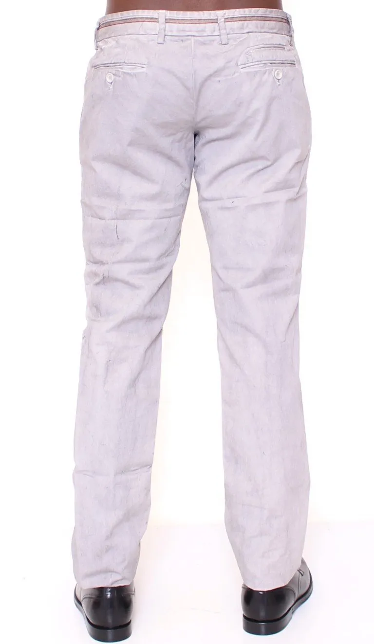 Gray Regular Fit Cotton Logo Casual Pants
