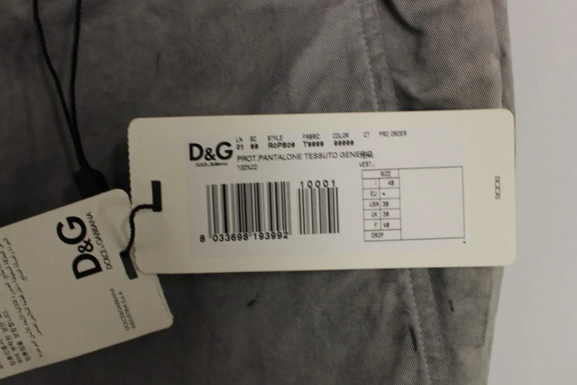 Gray Regular Fit Cotton Logo Casual Pants
