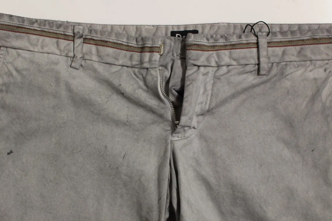 Gray Regular Fit Cotton Logo Casual Pants