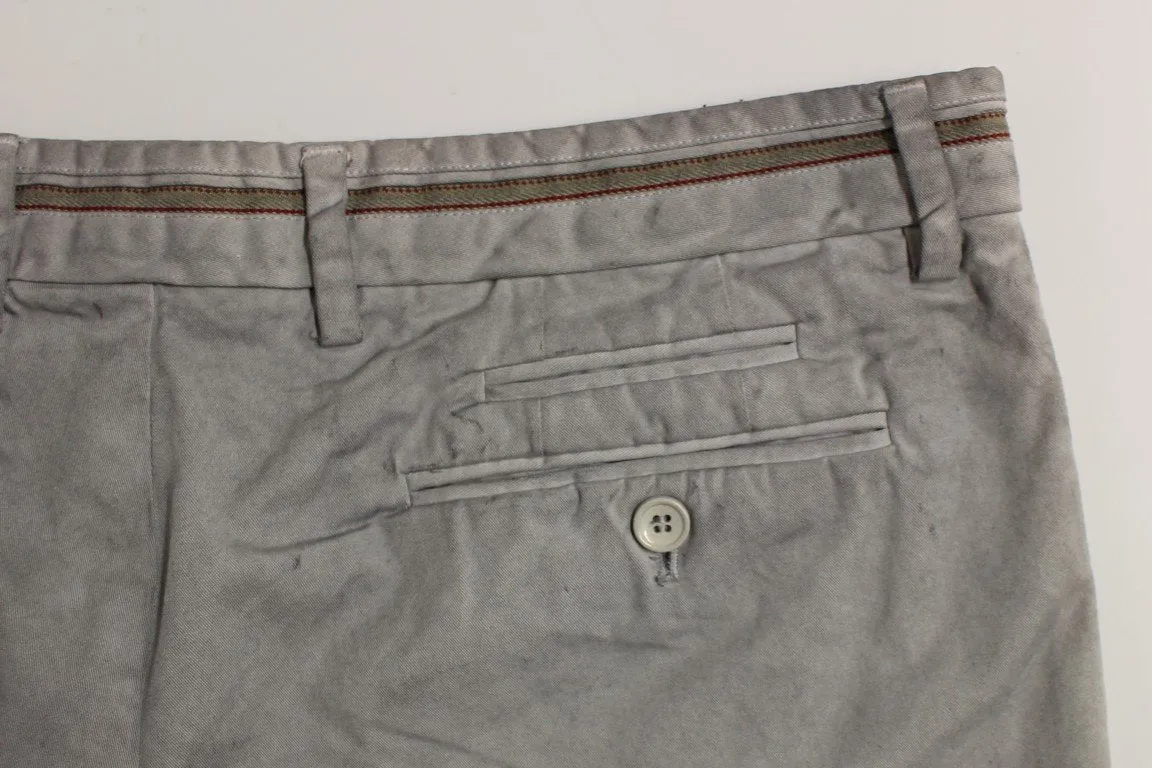 Gray Regular Fit Cotton Logo Casual Pants