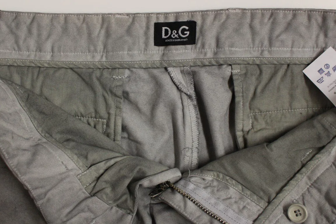 Gray Regular Fit Cotton Logo Casual Pants