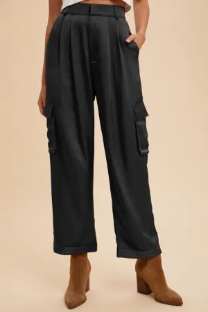 Hazel Blues® |  Annie Wear Wide Leg Cargo Satin Pants