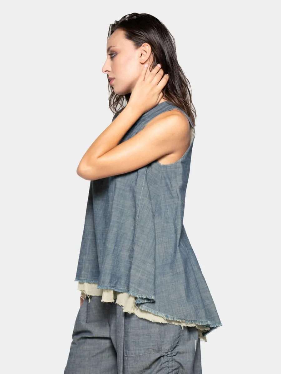 Hi-Lo Frayed Layer Tank