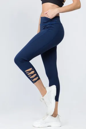 High Waist Ankle Length - Navy Blue