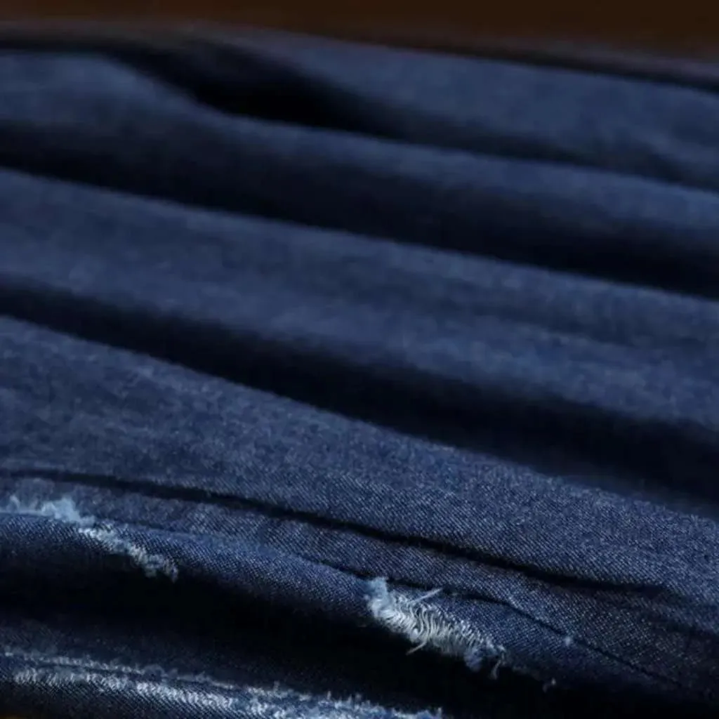 High-waist ripped denim pants for women