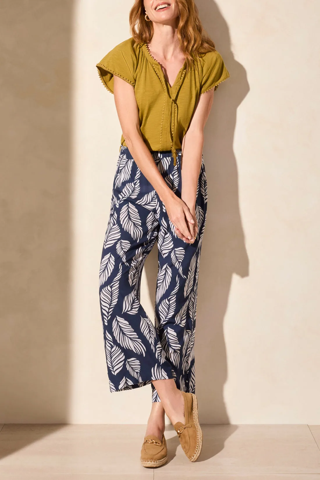 Indigo Flutter Pull On Ankle Pant