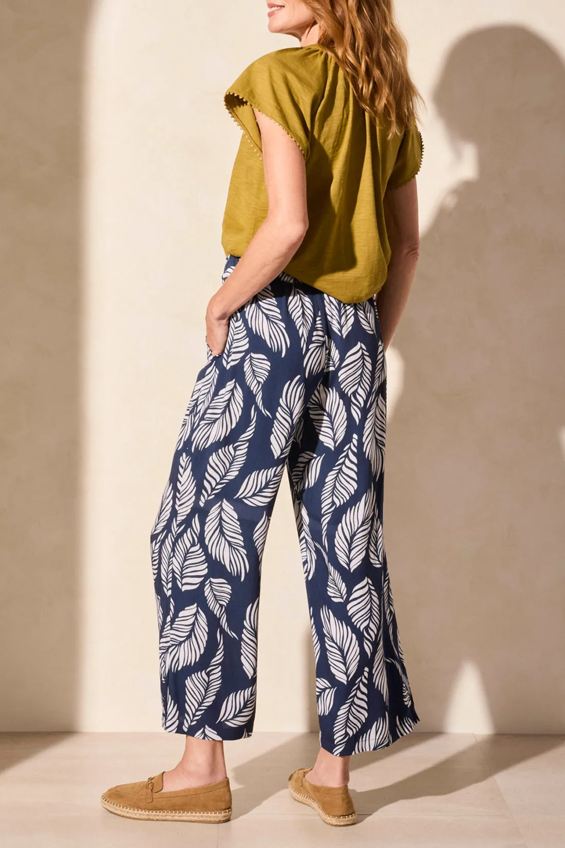 Indigo Flutter Pull On Ankle Pant