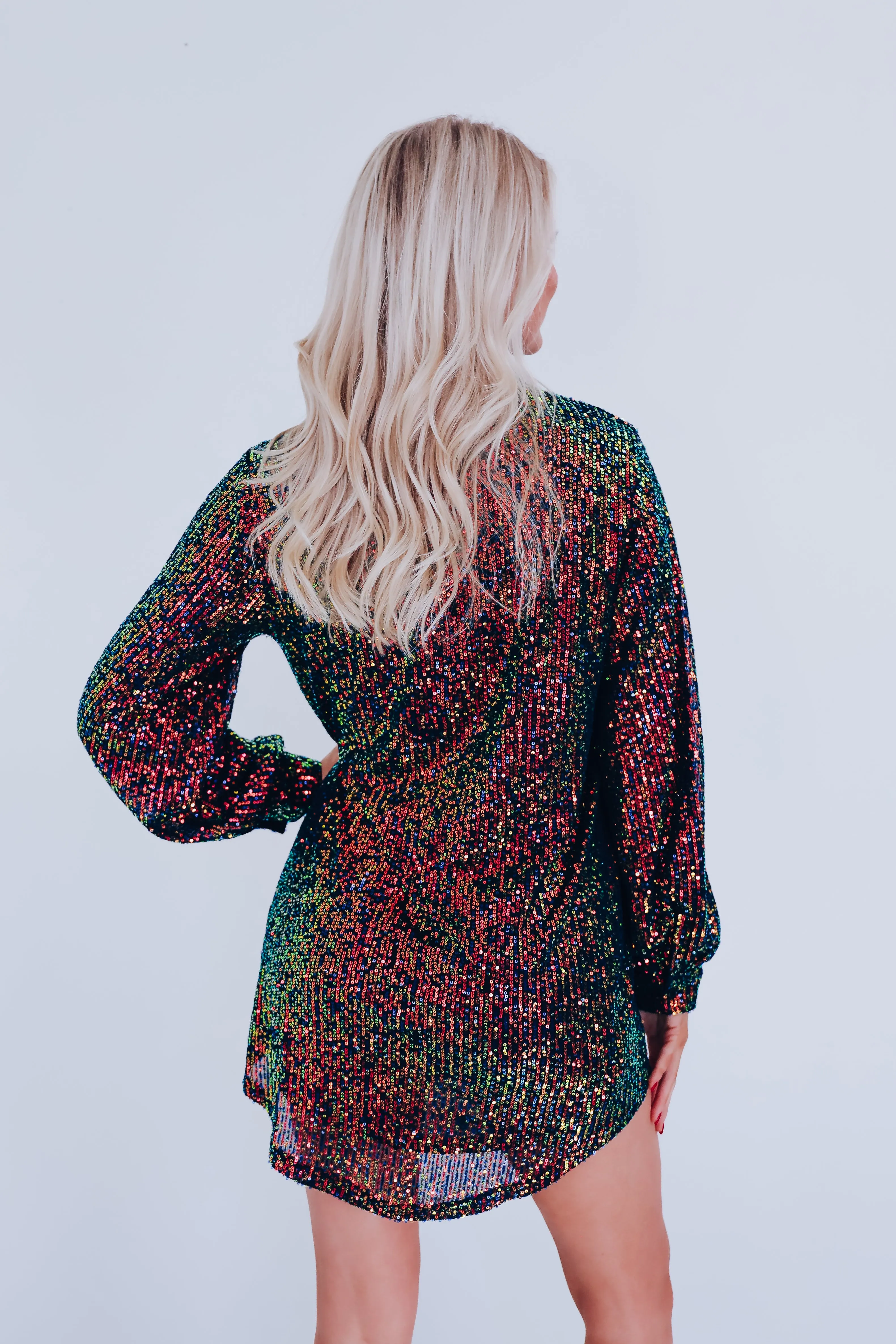 Isla Iridescent Sequin Shirt Dress