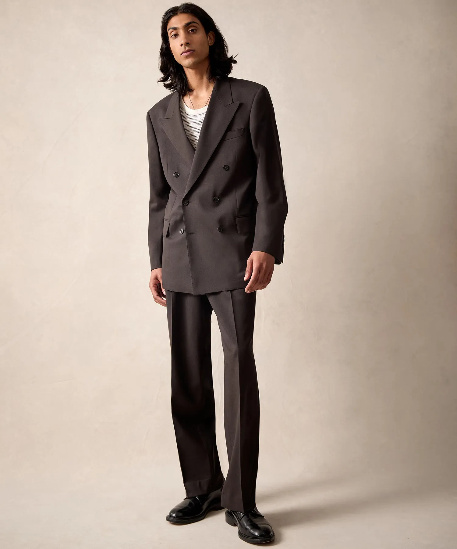 Italian Gabardine Wythe Jacket in Dark Brown