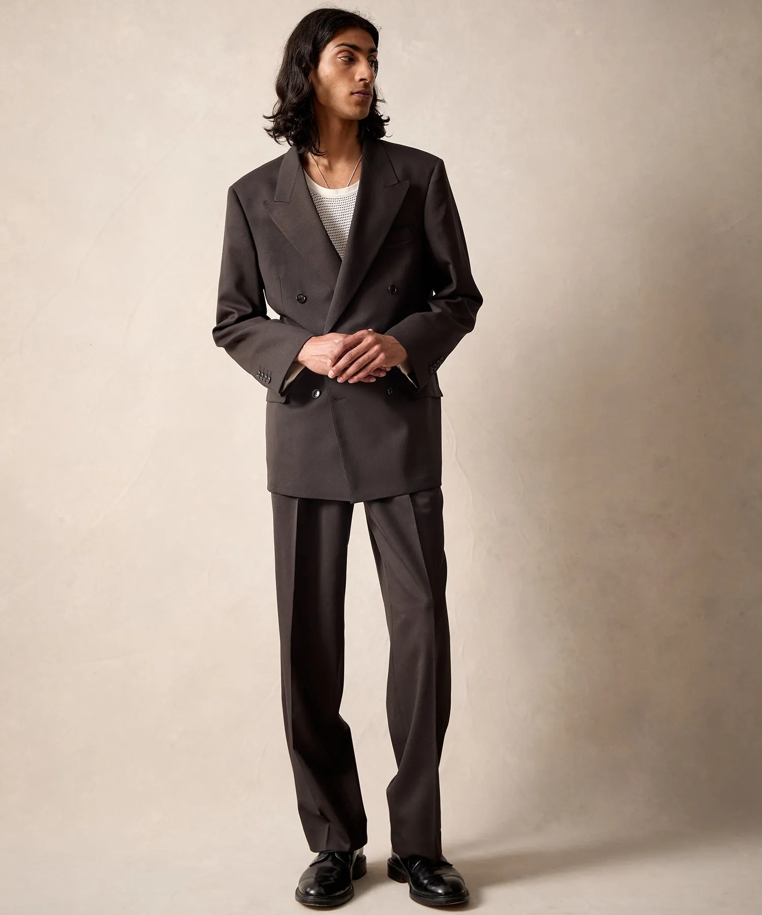 Italian Gabardine Wythe Jacket in Dark Brown
