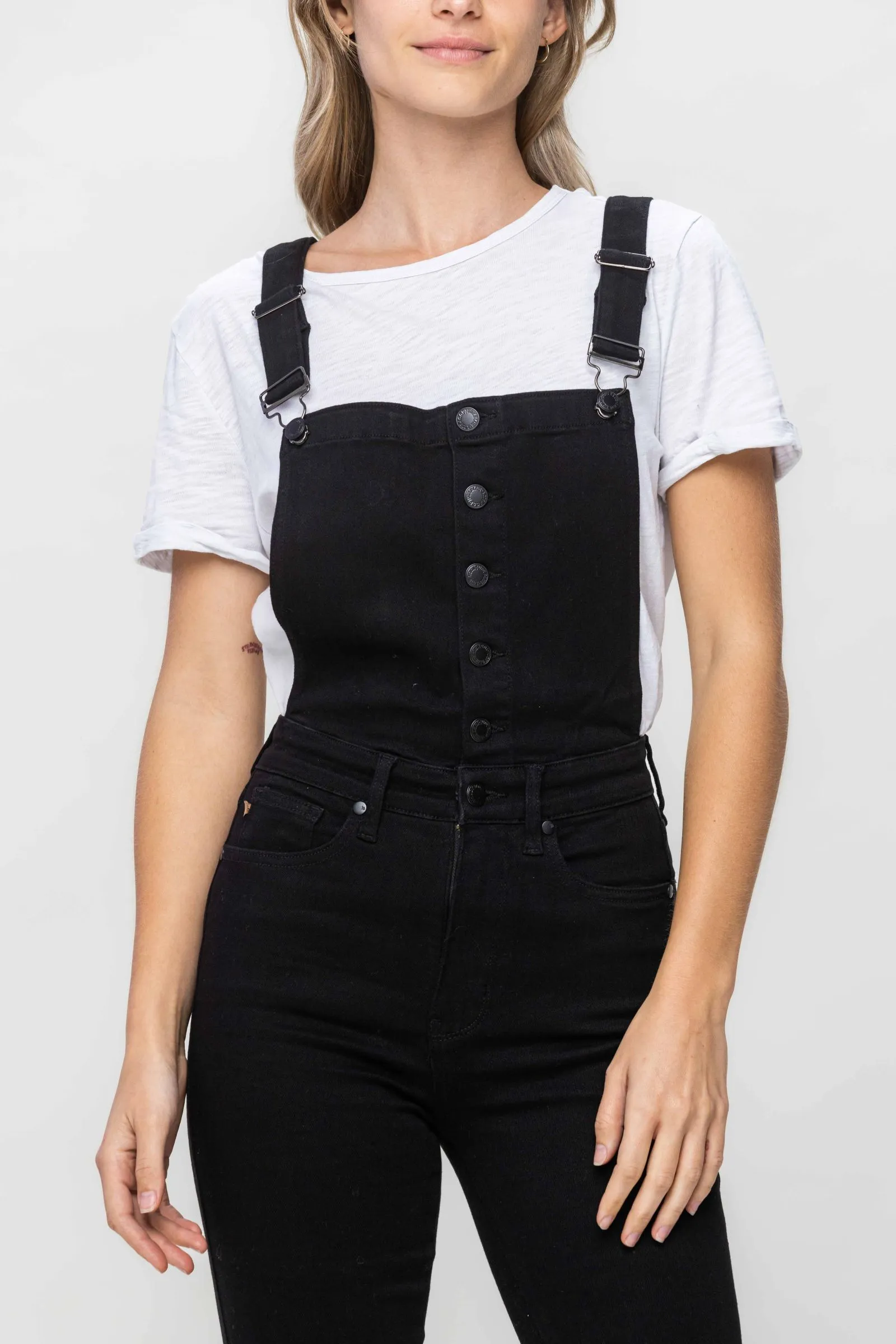 Judy Blue || Jolene Tummy Control Retro Flare Overalls in Black