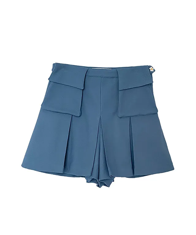KANDINI  Pocket Pleats Skort - Blue