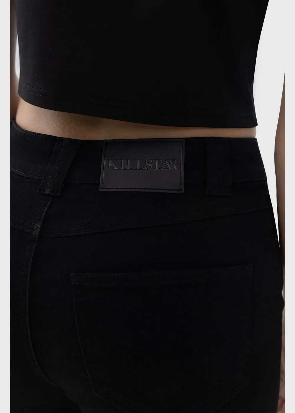 Killstar Perseis Denim Flare Pants Black