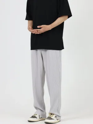Light Gray Pleated Drape Slim Pants