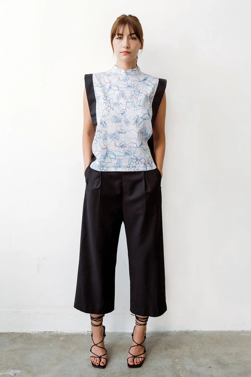 Linear Cheongsam Top - Aquatic Print (US 8)