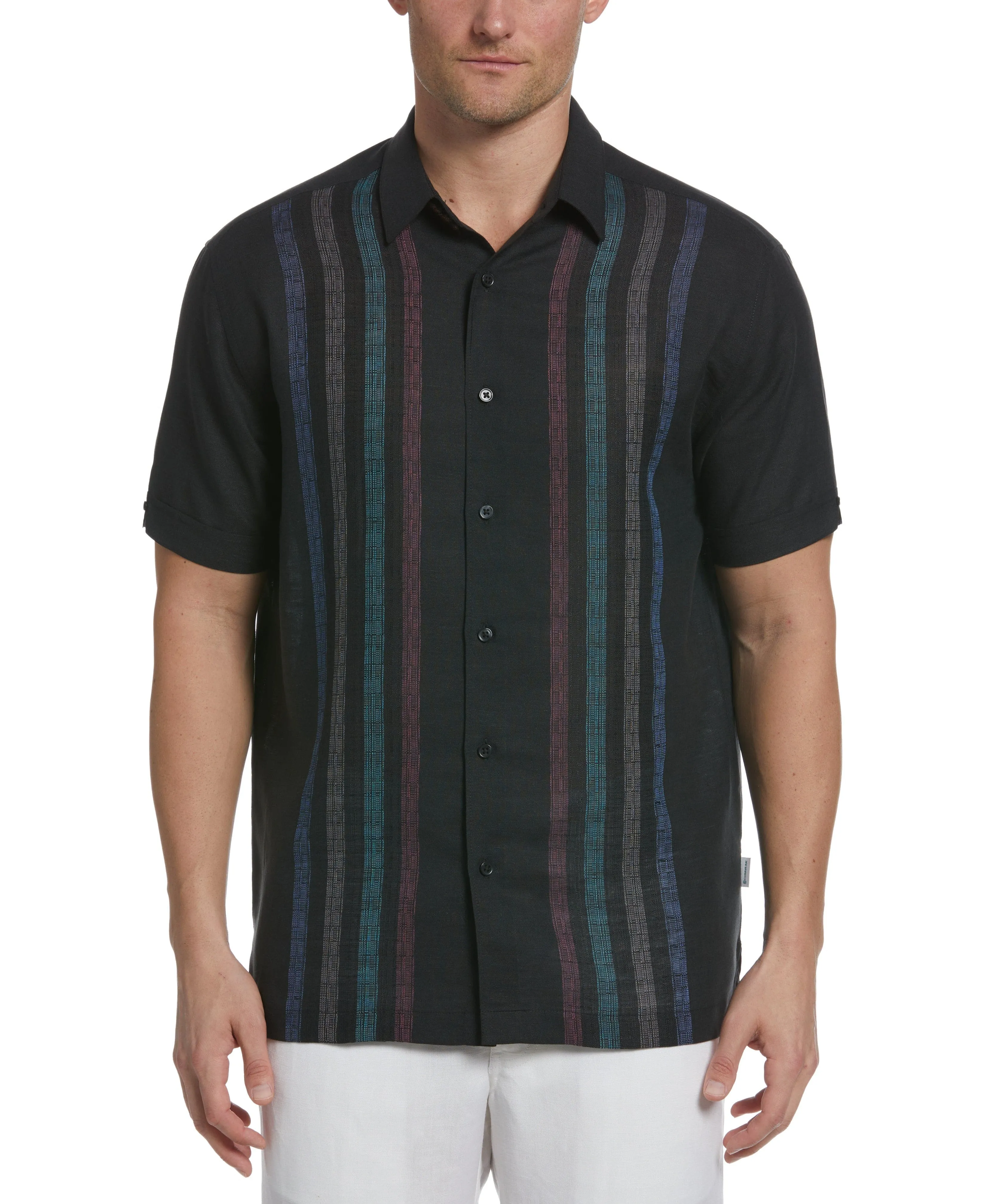 Linen Blend Yarn Dye Panel Shirt