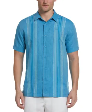 Linen Blend Yarn Dye Panel Shirt