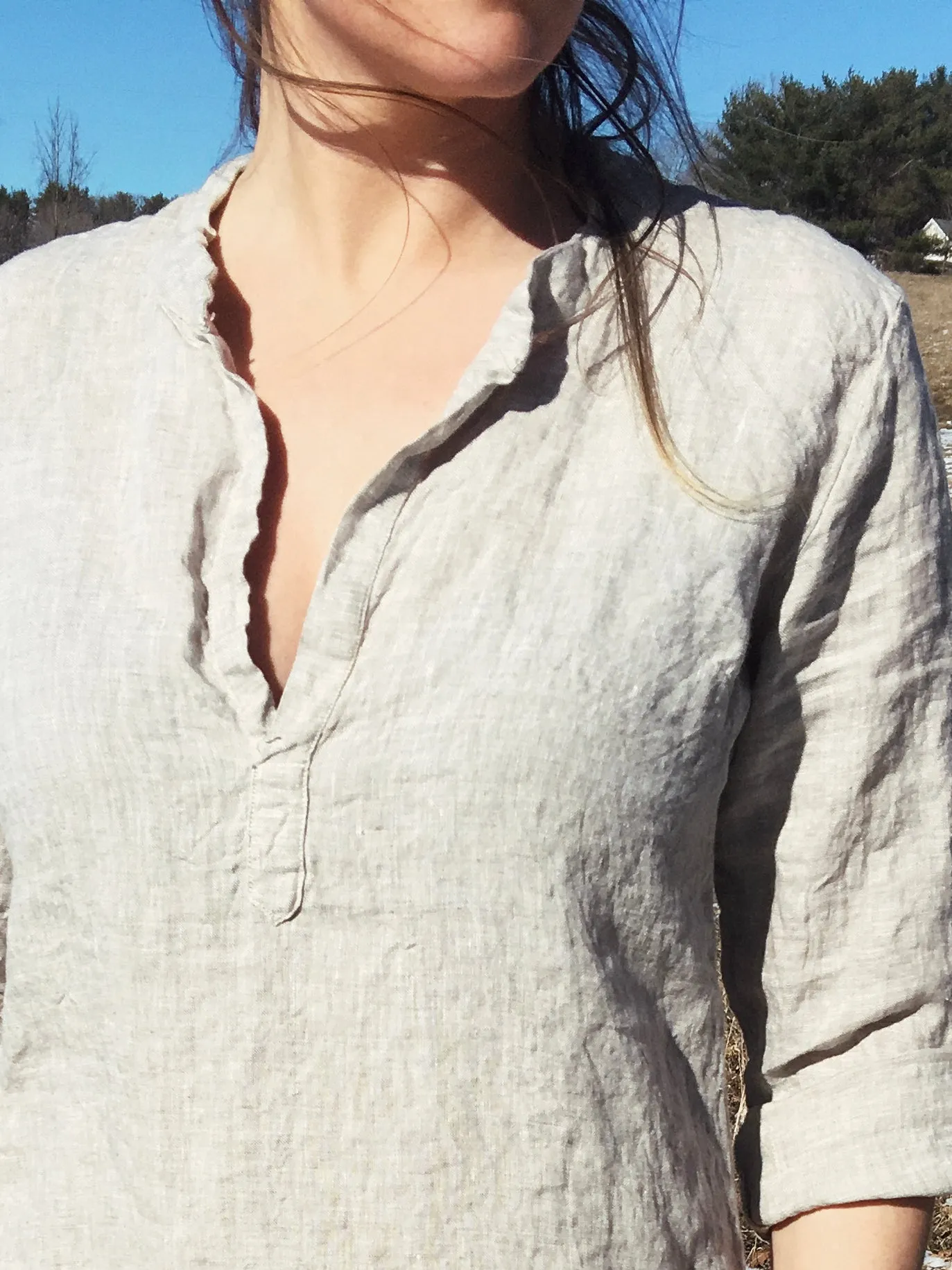 linen market dress in sand