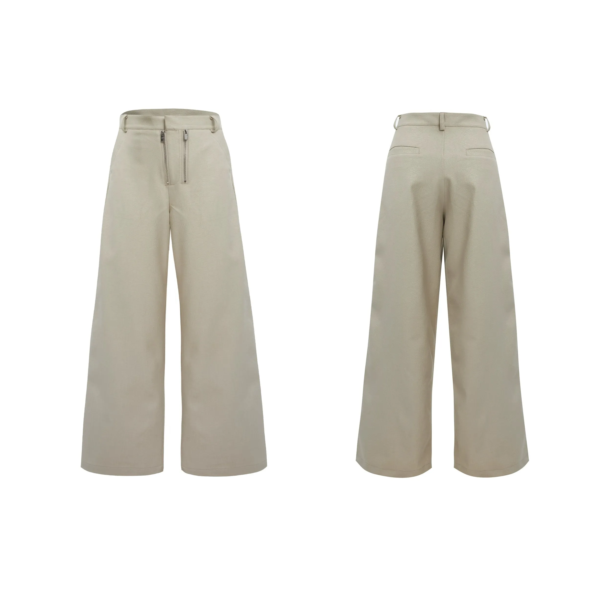 Loose Fit Double Zipper Casual Pants