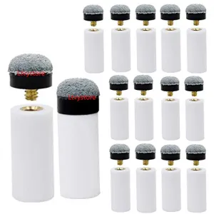 Ltvystore 13mm Soft Grey Cue Tips Billiard Replacement Screw-on Tips with White Pool Cue Stick Ferrules, Durable Professional Snooker Cue Replacement Parts Stick Repair Tool Set, Pack of 30 (13mm)