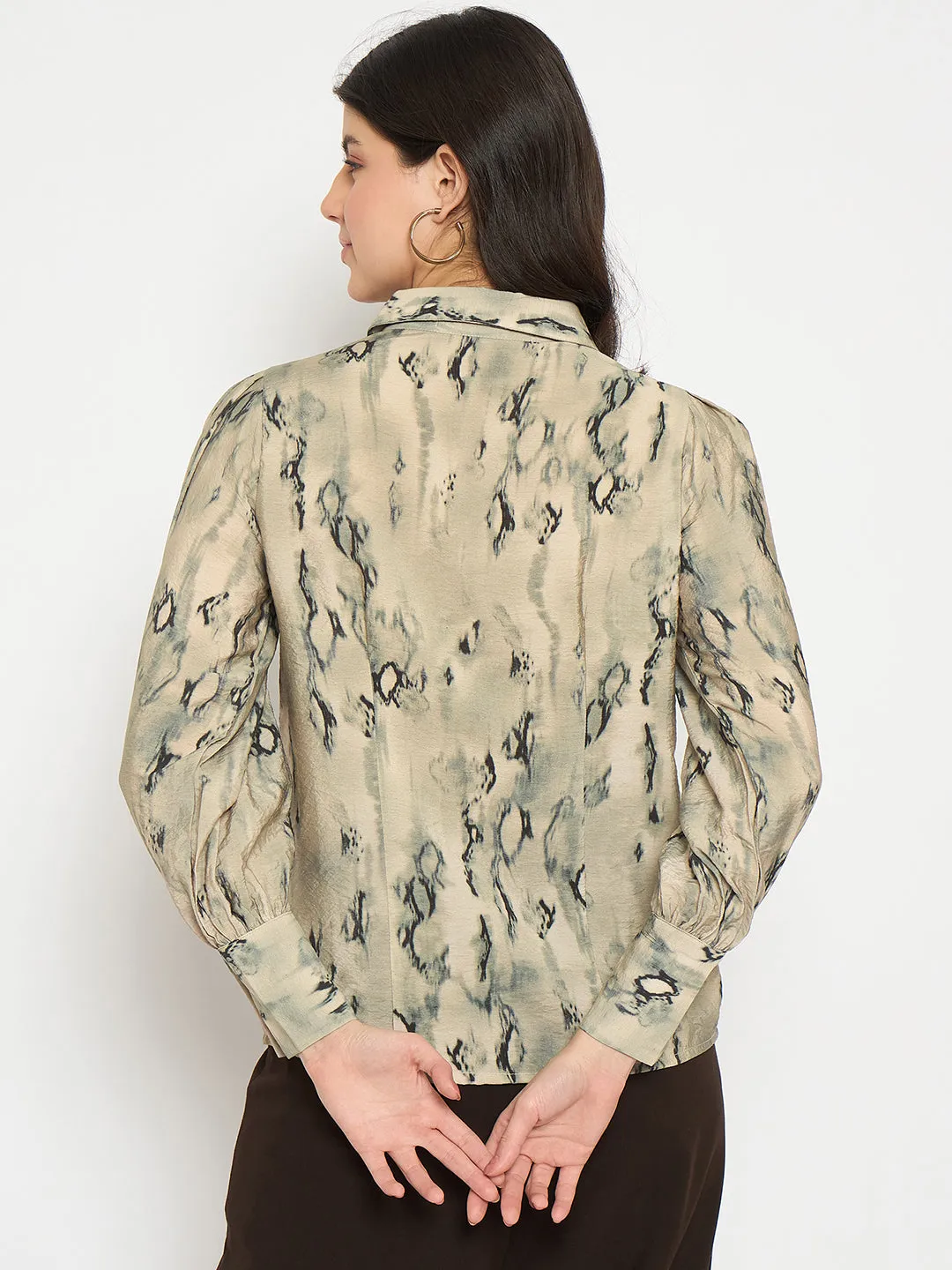 Madame All Over Printed Nylon Blend Grey Shirt