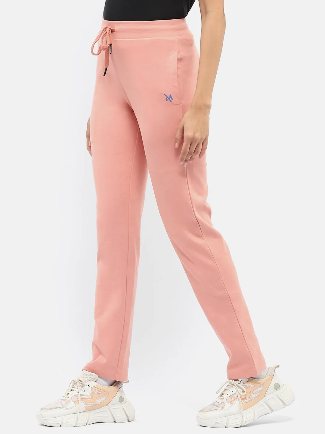 Madame Solid Peach Track Pants