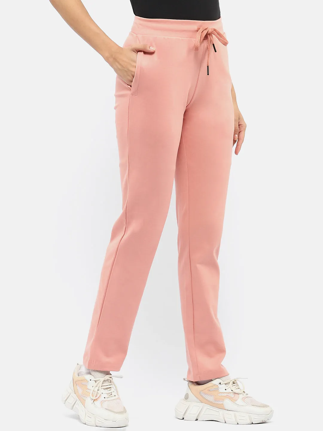 Madame Solid Peach Track Pants