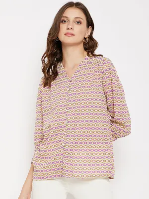 Madame V-Neck Buttoned Mauve Top
