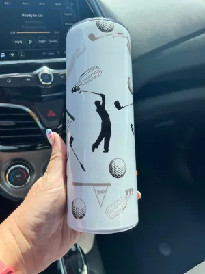 Male Golfer ~ 20 oz Skinny Tumbler
