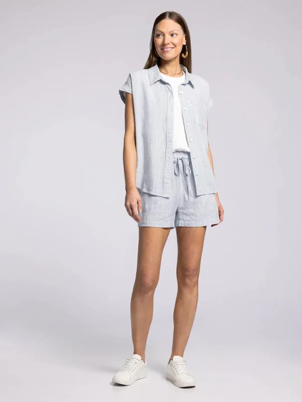 Mali Shorts - Navy White Stripe