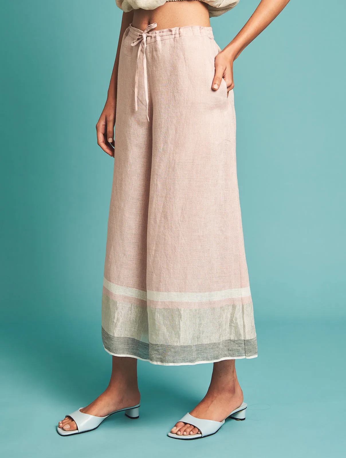 Manan   I   Ora Stripe Culottes - Blush  Border Collection