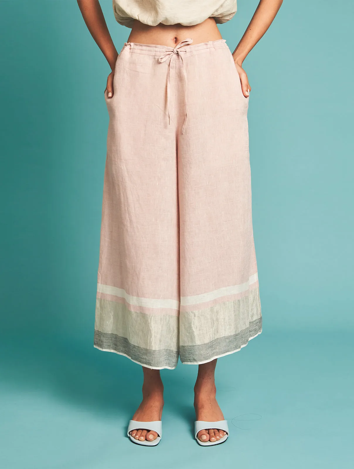 Manan   I   Ora Stripe Culottes - Blush  Border Collection