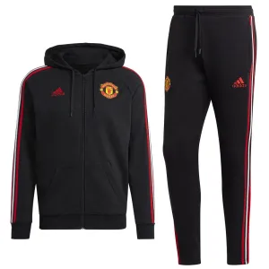Manchester United Casual 3S black hooded tracksuit 2022/23 - Adidas