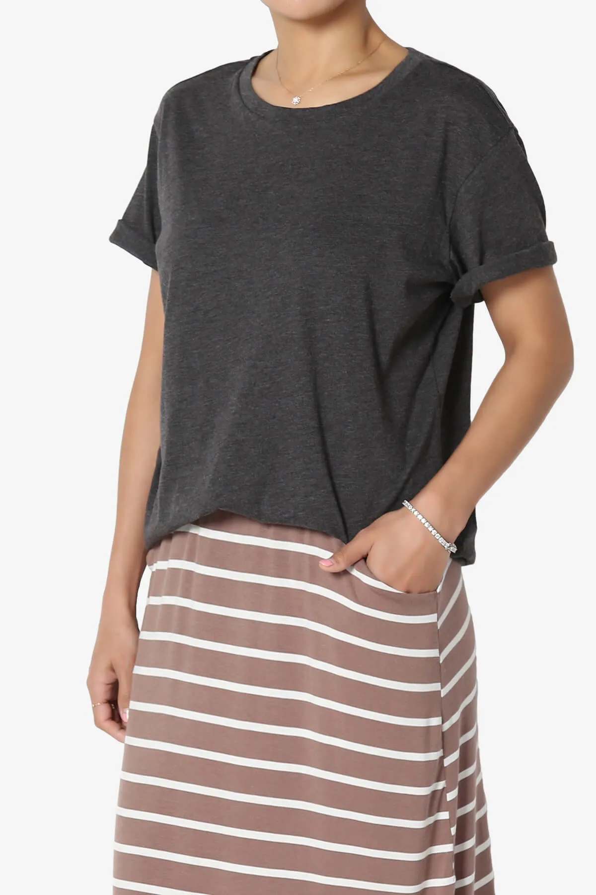 Mayra O Neck Cotton Boyfriend Tee PLUS