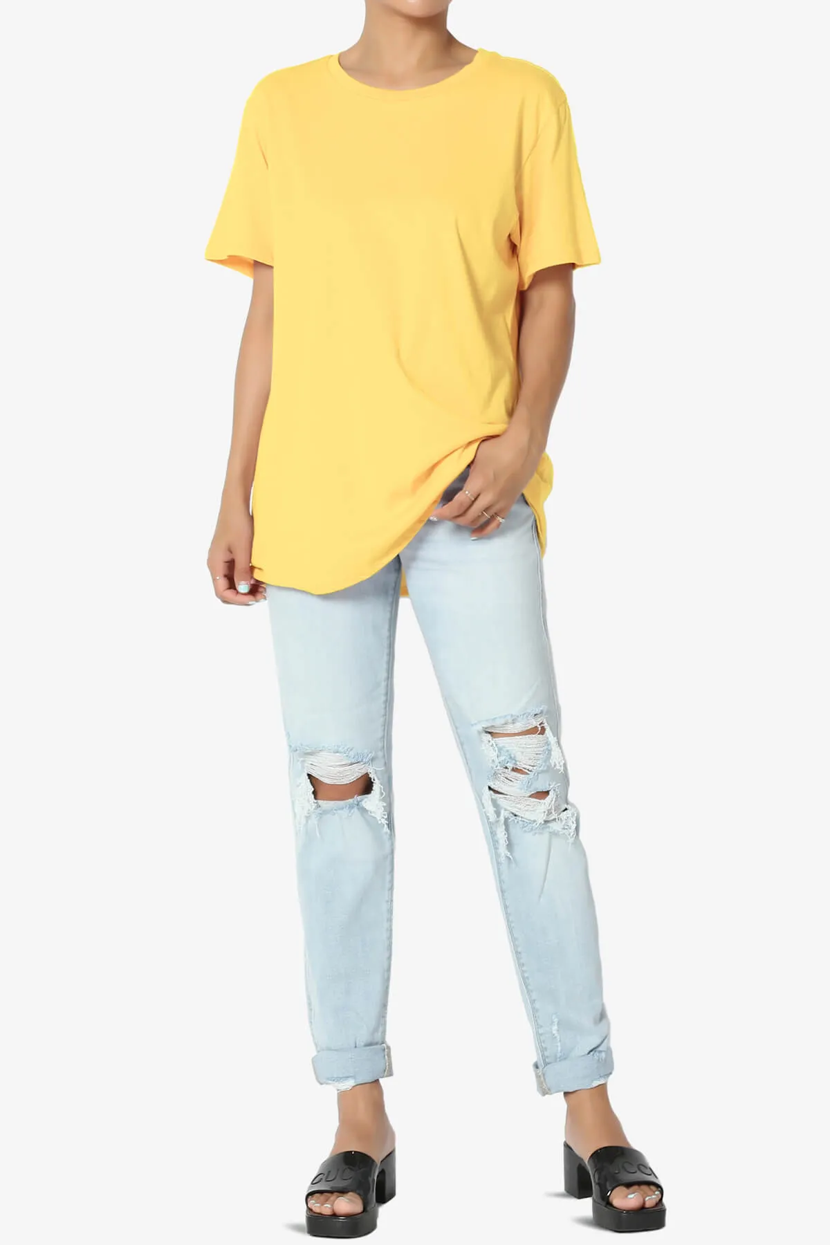 Mayra O Neck Cotton Boyfriend Tee PLUS