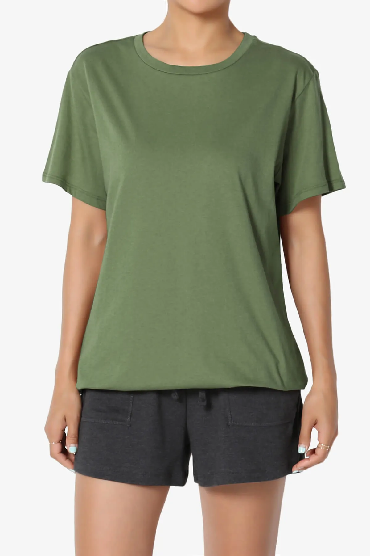 Mayra O Neck Cotton Boyfriend Tee PLUS