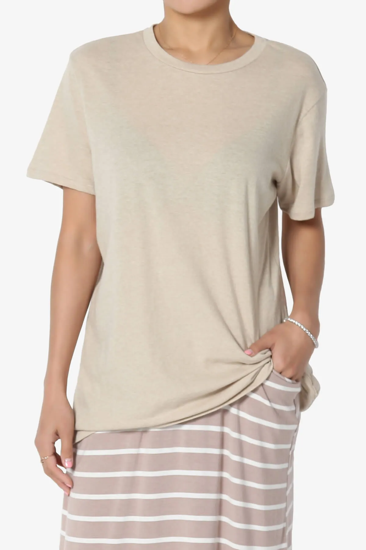 Mayra O Neck Cotton Boyfriend Tee PLUS