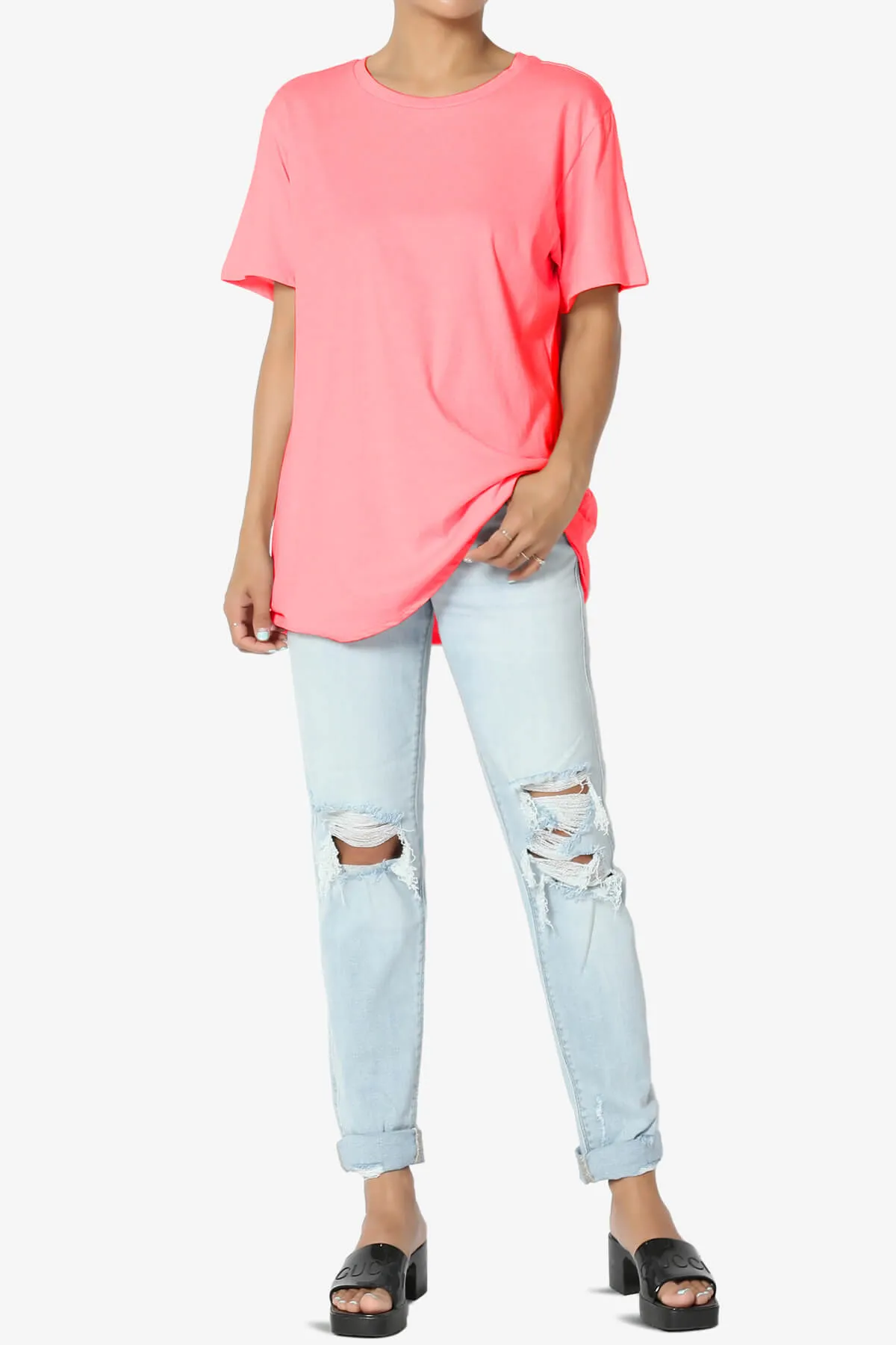 Mayra O Neck Cotton Boyfriend Tee PLUS