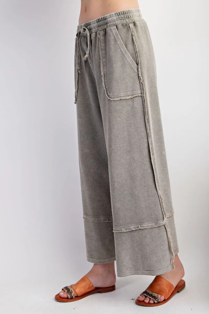 Mineral Washed Palazzo Pants - Ash