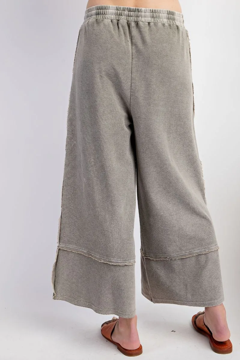 Mineral Washed Palazzo Pants - Ash