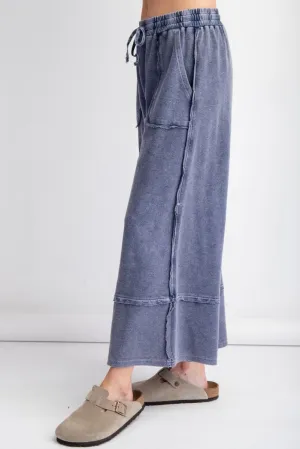 Mineral Washed Palazzo Pants - Denim