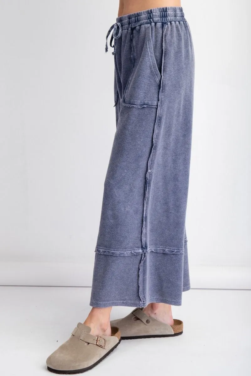 Mineral Washed Palazzo Pants - Denim