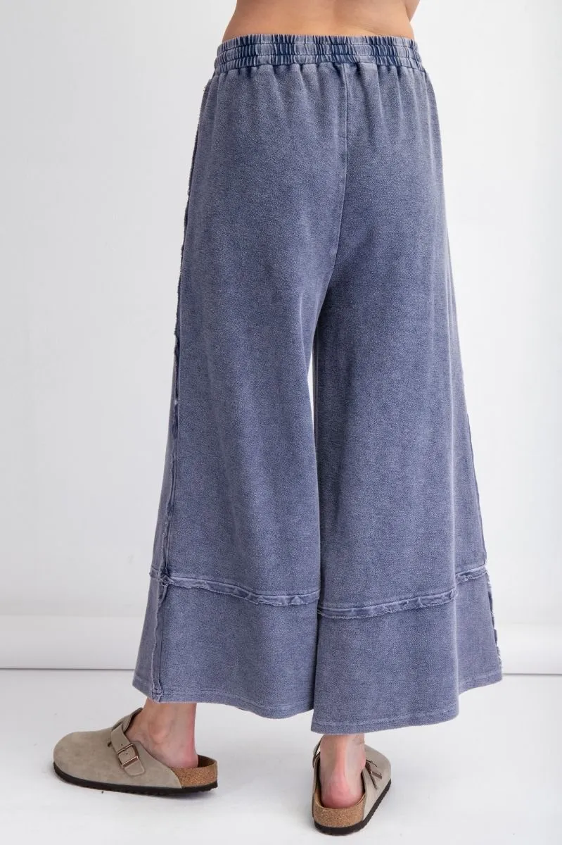Mineral Washed Palazzo Pants - Denim
