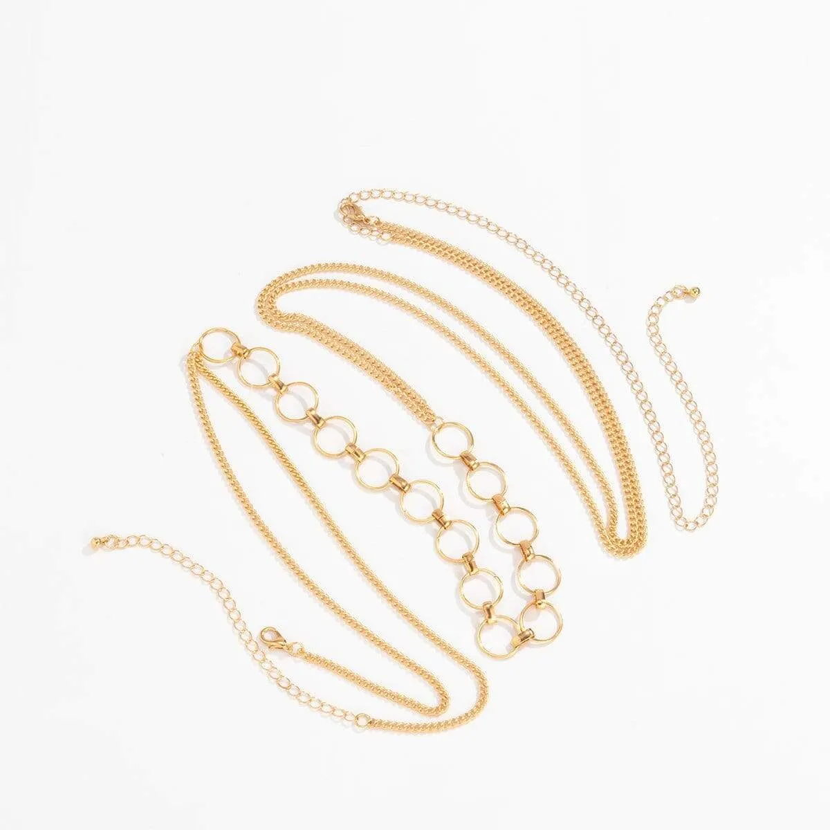 Minimalist Gold Silver Tone Halo Ring Body Chain