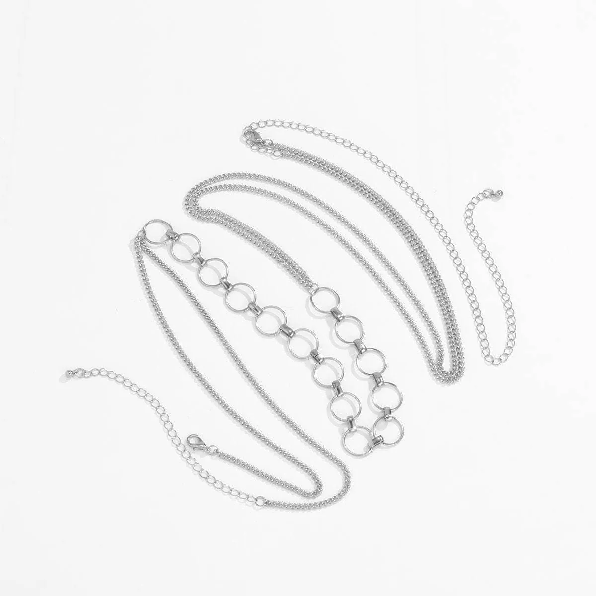 Minimalist Gold Silver Tone Halo Ring Body Chain