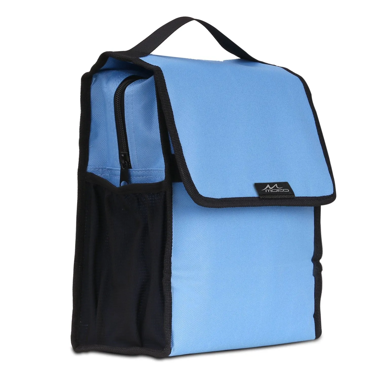 MoKo Insulated Lunch Bag, Reusable Foldable Lunch Box Collapsible Multi-use Tote Bag Thermal Lunch Sack with Zipper Closure for Travel Picnic School Office for Men Women Kids Boys Girls - Light Blue
