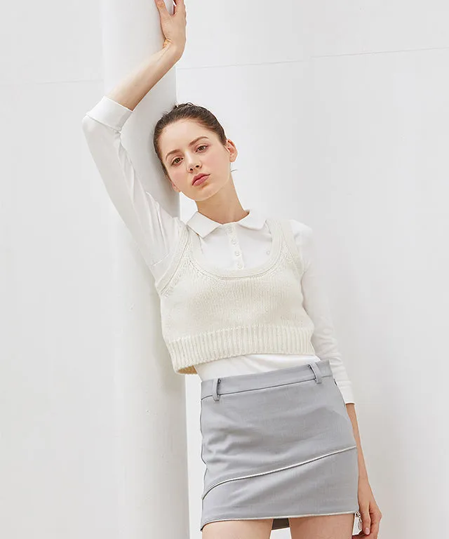 MYCL  Zipper Culotte Skirt - Grey
